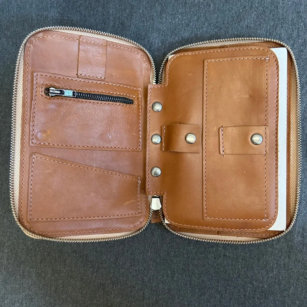 This Is Ground Mod Leather Organizer Toffee Brown Zip Case Insert Notebook